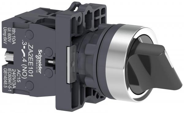 Переключатель короткая ручка, 3 положения, с возвратом, 2НО Schneider Electric XA2ED53